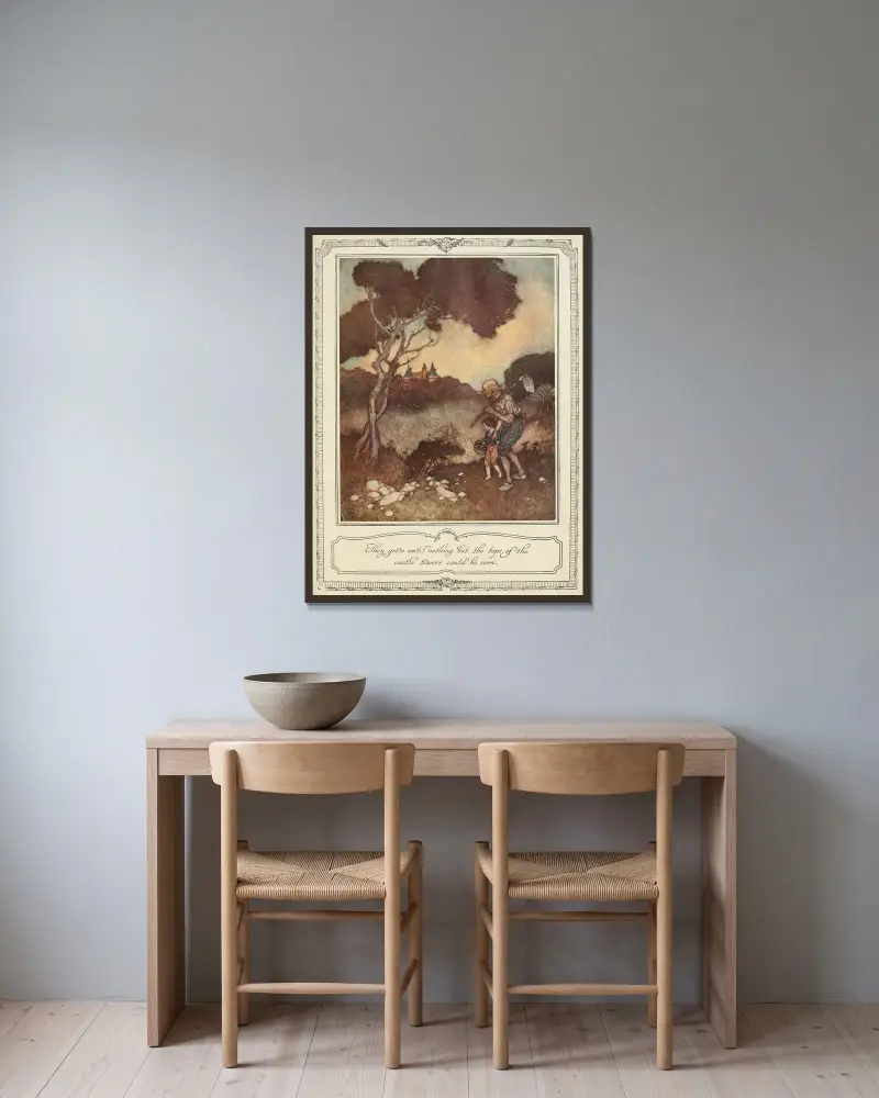 De växte tills bara slottstornens toppar syntes av Edmund Dulac inramad på en vägg