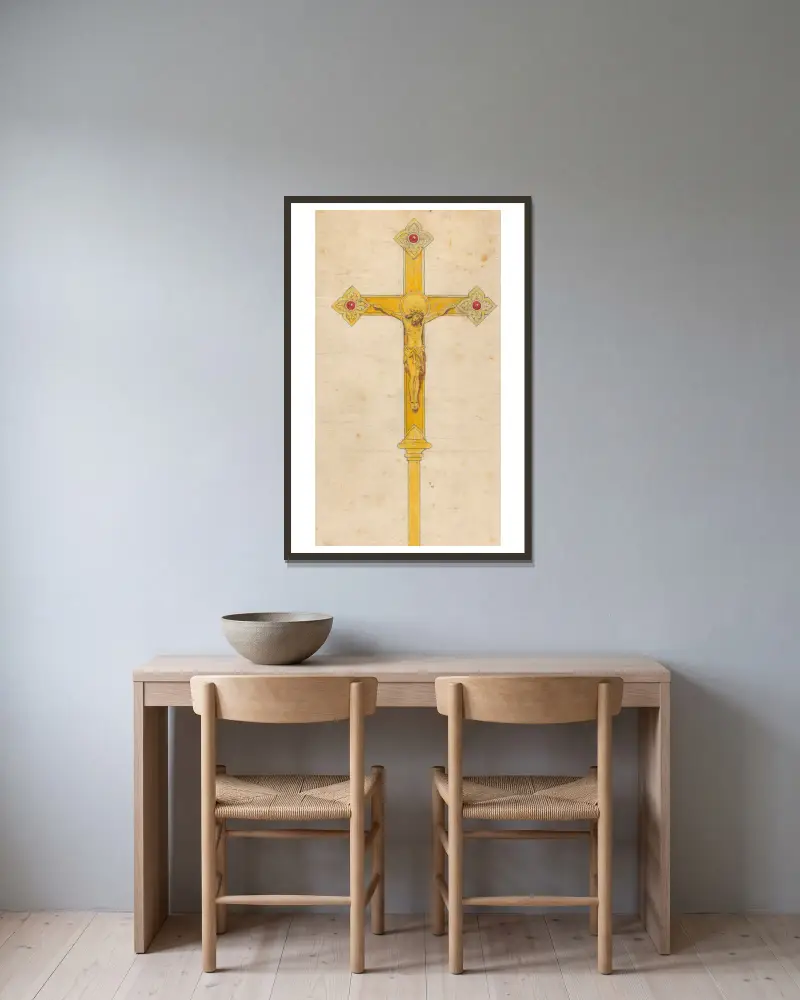 Design executed for Jones and Willis, metal and wood-workers and church furniture manufacturers of Birmingham and London – nr 22 av George Edmund Street inramad på en vägg