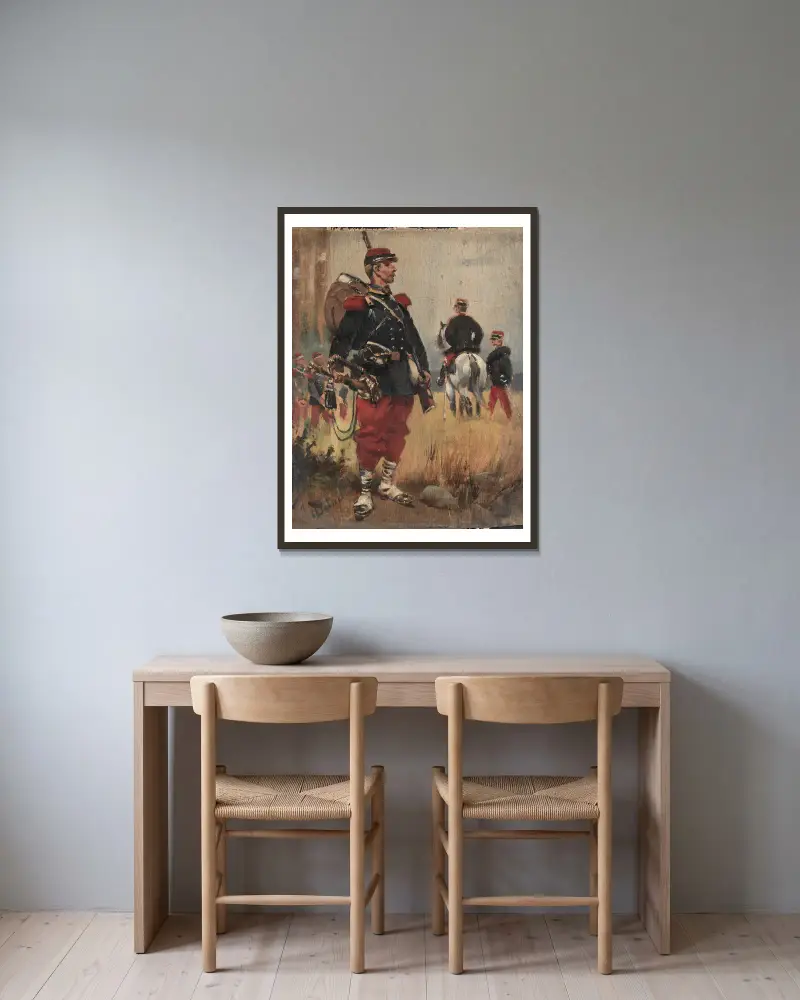 Vojáci, Jean-Baptiste Édouard Detaille v rámu na stěně