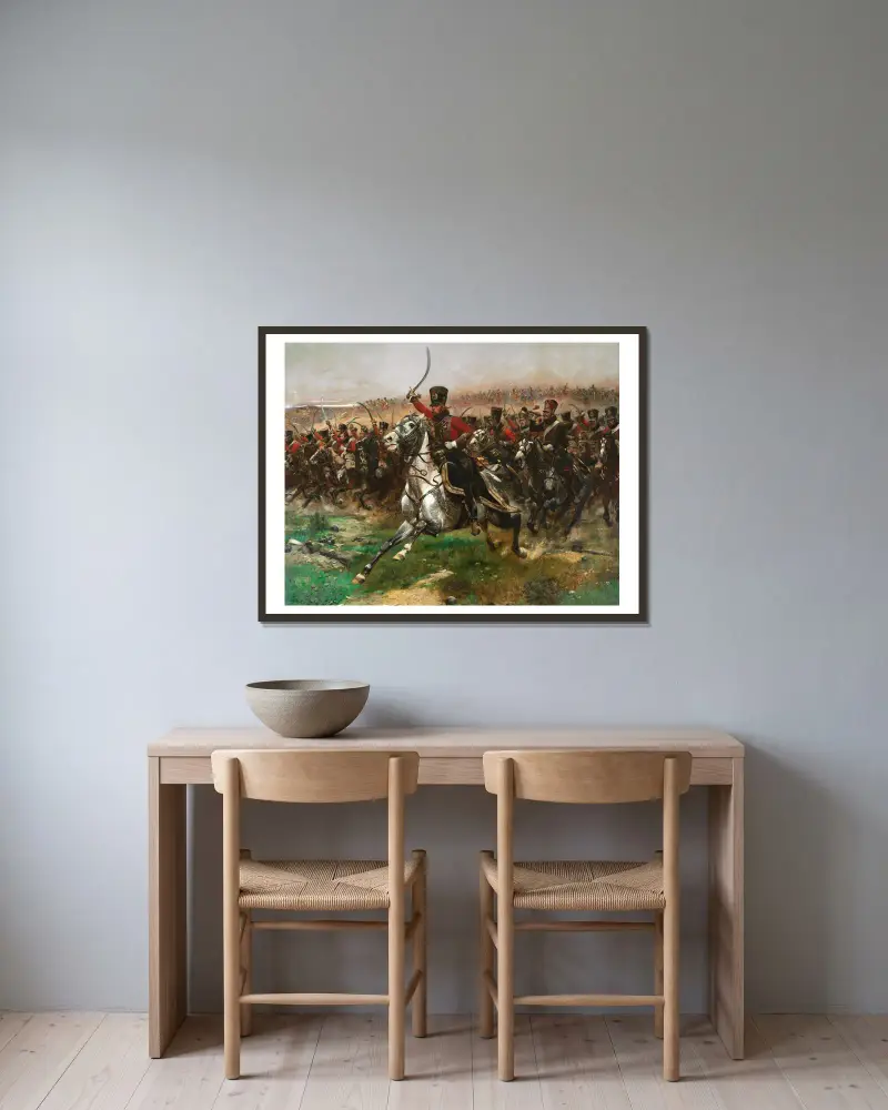 Vive L’Empereur av Jean-Baptiste Édouard Detaille inramad på en vägg