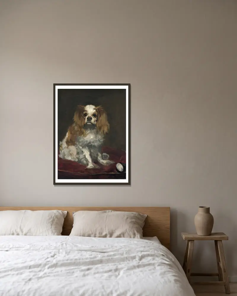King Charles Spaniel, Édouard Manet w ramie na ścianie