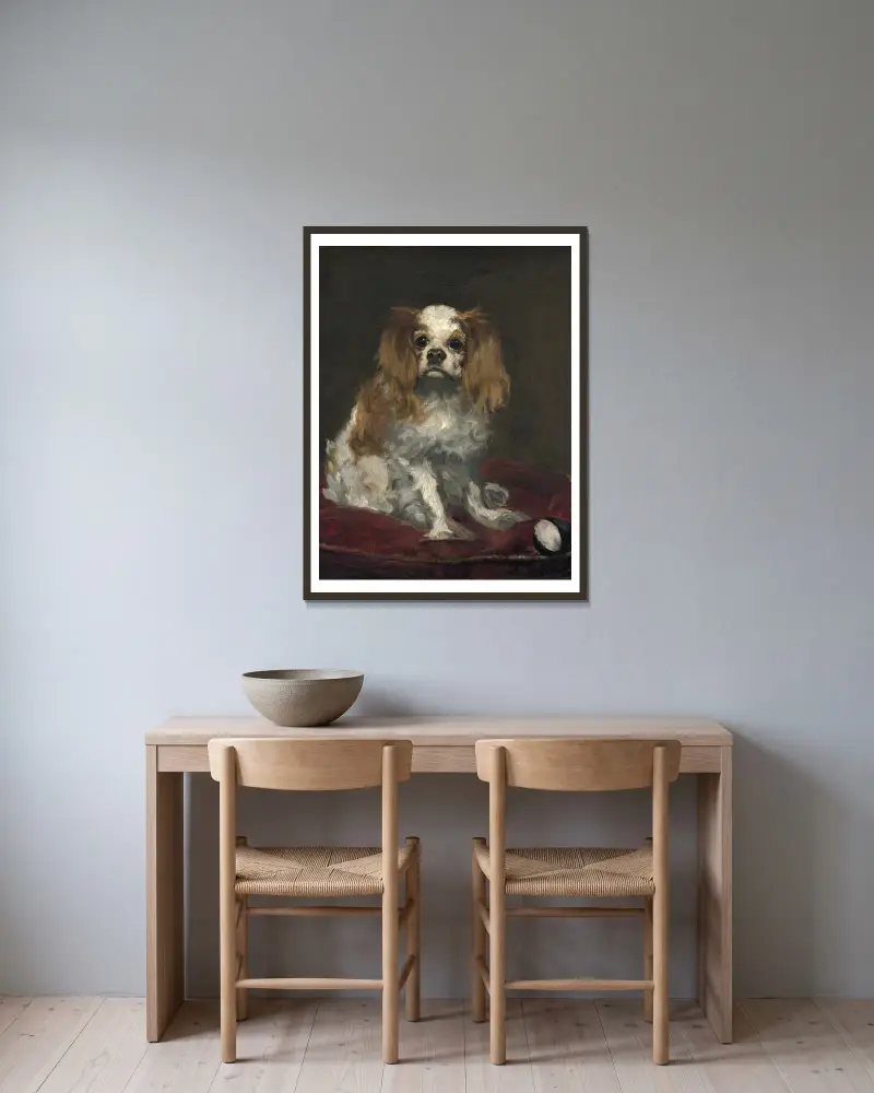 King Charles Spaniel, Édouard Manet w ramie na ścianie