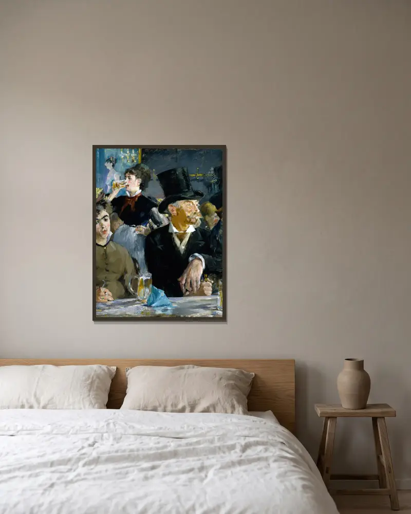At The Café – nr 1 av Édouard Manet inramad på en vägg