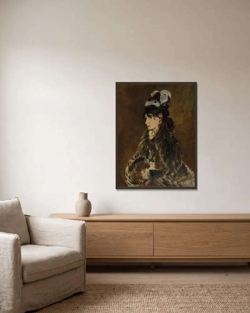 Berthe Morisot, 1869 von Édouard Manet gerahmt an einer Wand