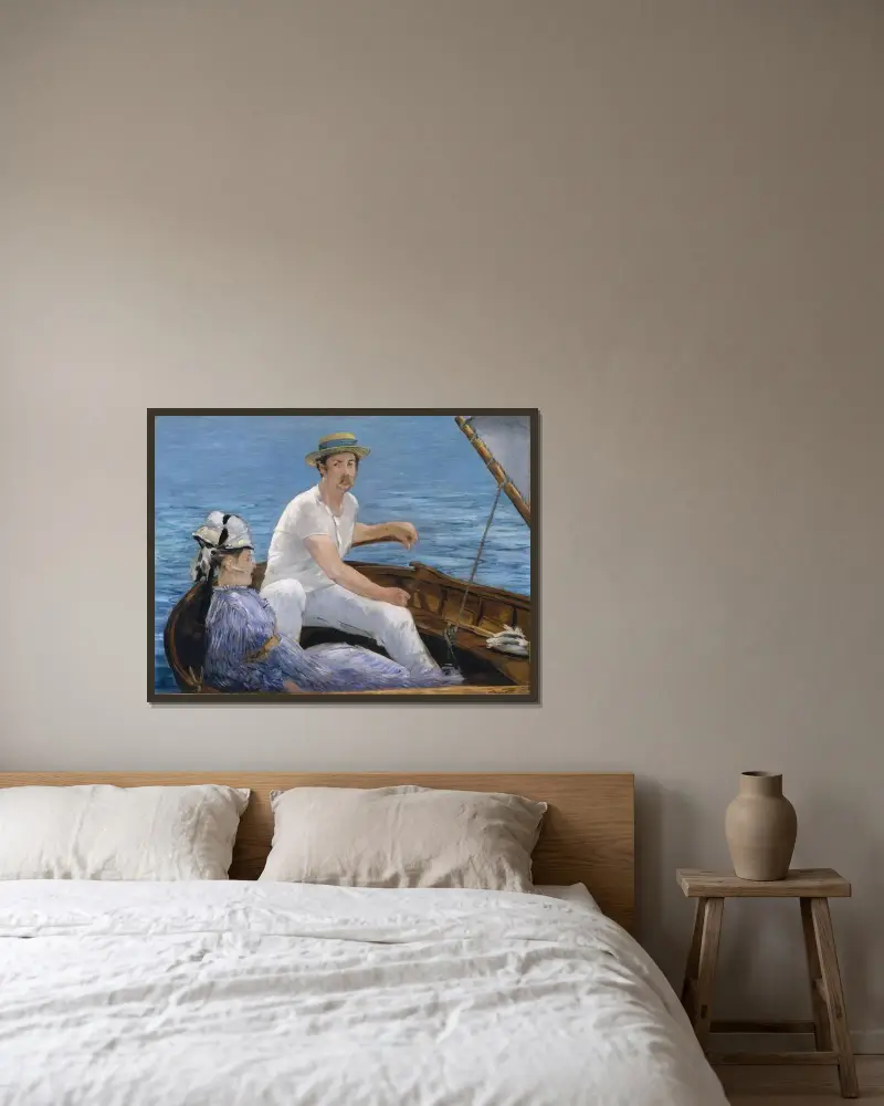 Boating av Édouard Manet inramad på en vägg