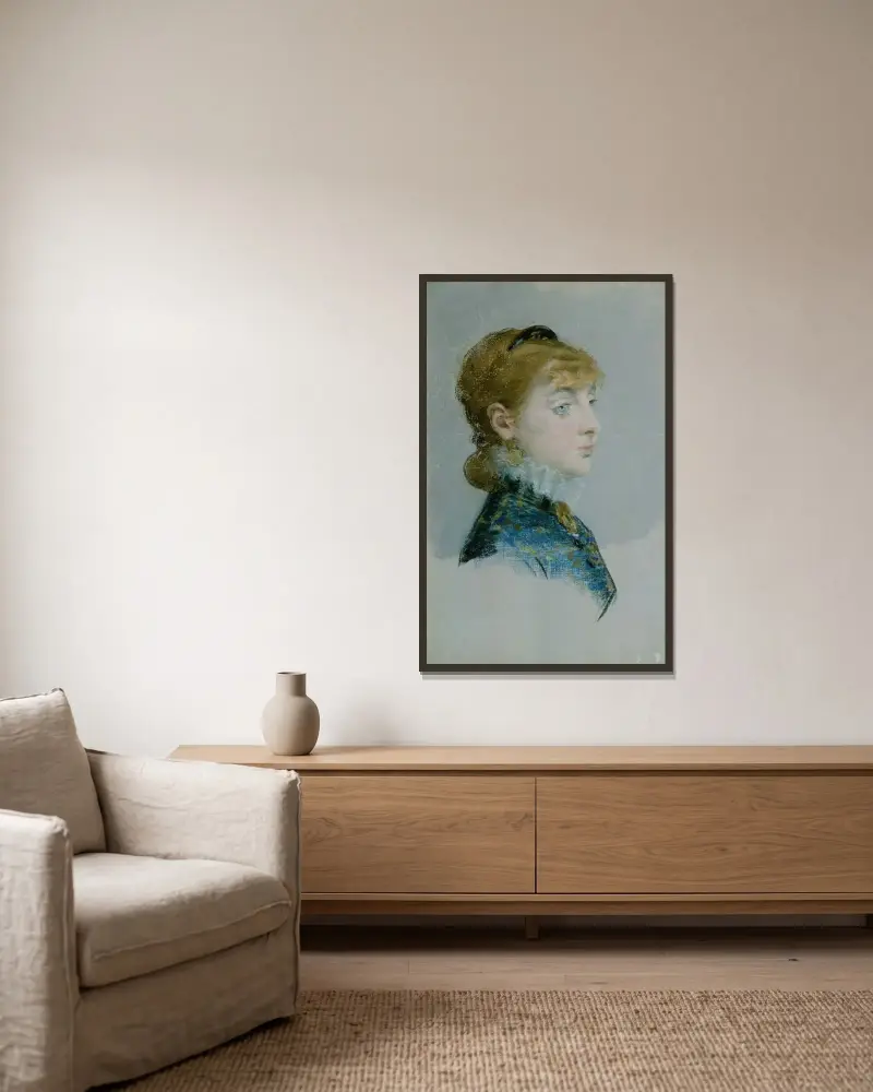 Emilie-Louise Delabigne, kallad Valtesse de la Bigne av Édouard Manet inramad på en vägg