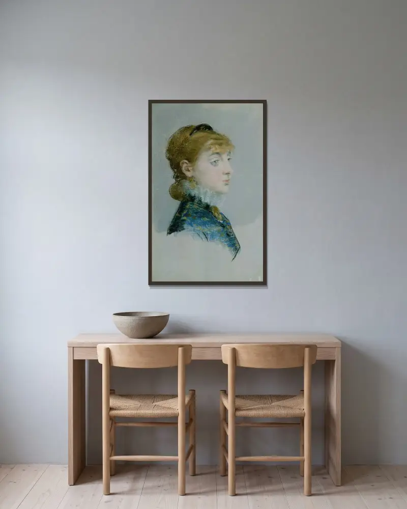 Emilie-Louise Delabigne, kallad Valtesse de la Bigne av Édouard Manet inramad på en vägg