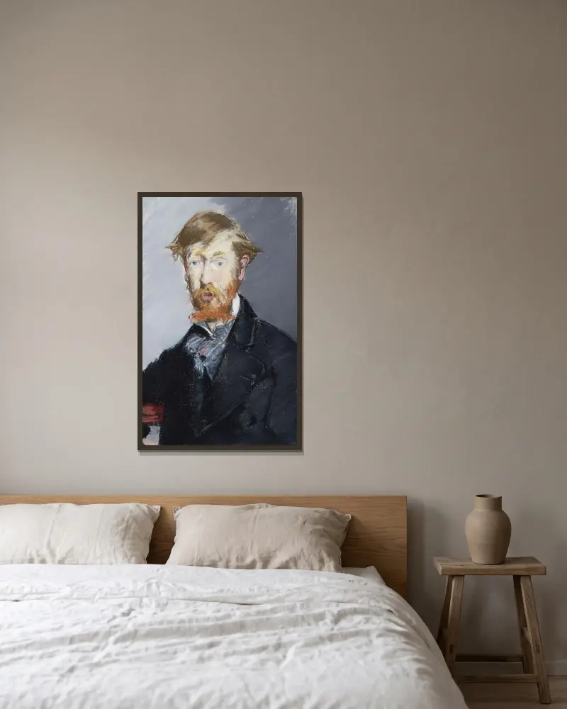 George Moore (1852–1933) av Édouard Manet inramad på en vägg