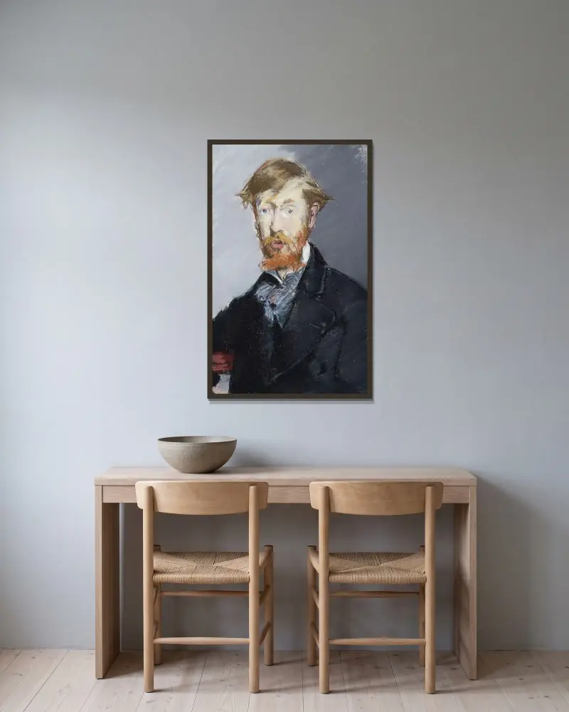 George Moore (1852–1933) av Édouard Manet inramad på en vägg