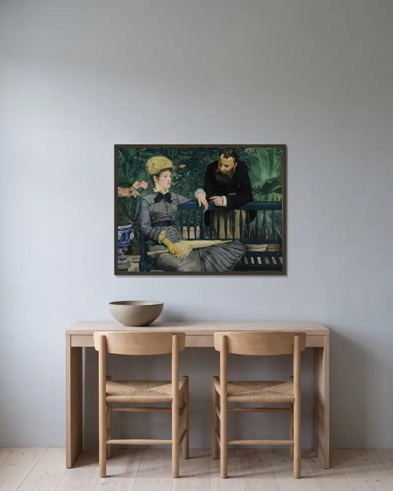 Im Wintergarten von Édouard Manet gerahmt an einer Wand