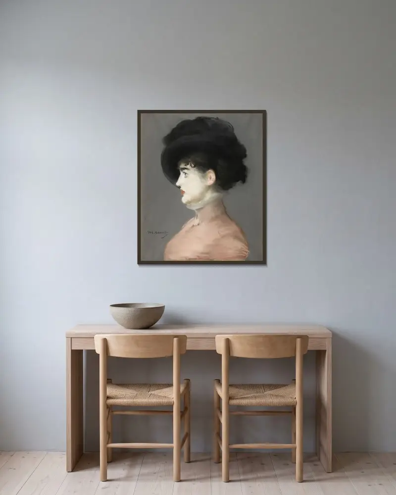 Irma Brunner av Édouard Manet inramad på en vägg