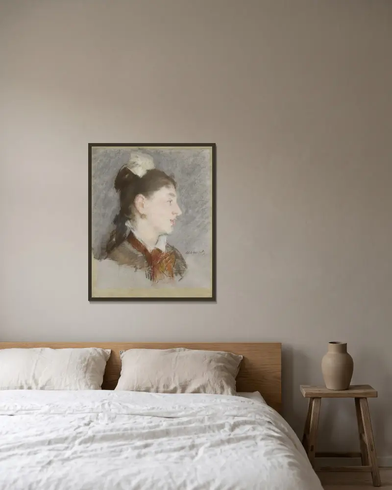 Ung flicka med bruten krage, i profil av Édouard Manet inramad på en vägg