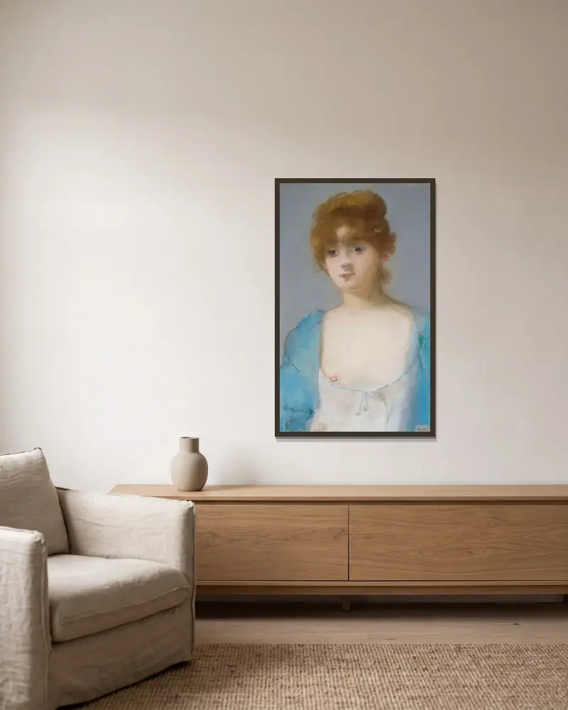 Ung flicka i deshabillé av Édouard Manet inramad på en vägg