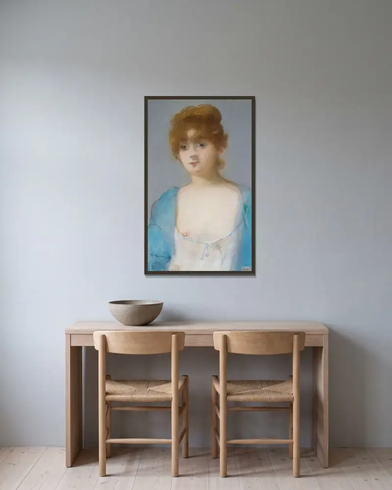 Ung flicka i deshabillé av Édouard Manet inramad på en vägg