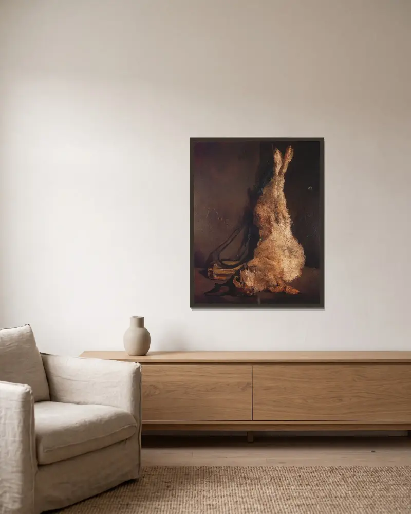 Hase von Édouard Manet gerahmt an einer Wand