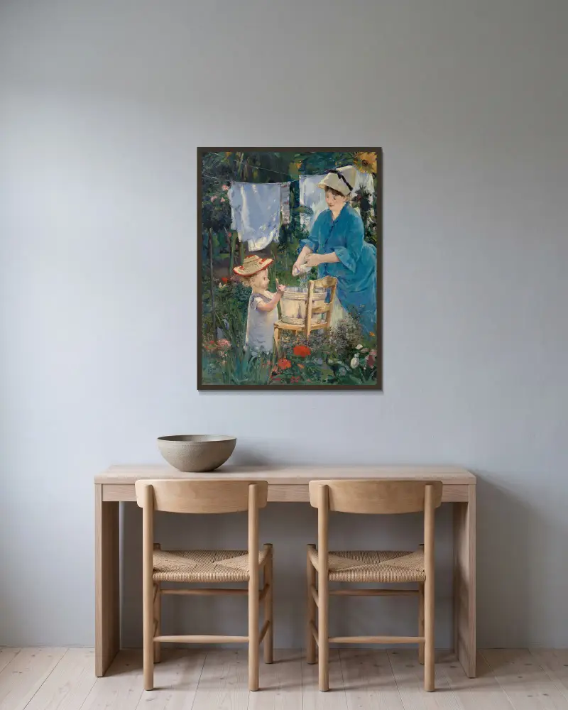 Laundry av Édouard Manet inramad på en vägg
