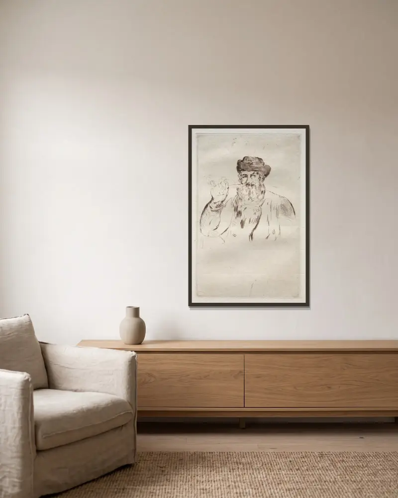 Le fumeur av Édouard Manet inramad på en vägg