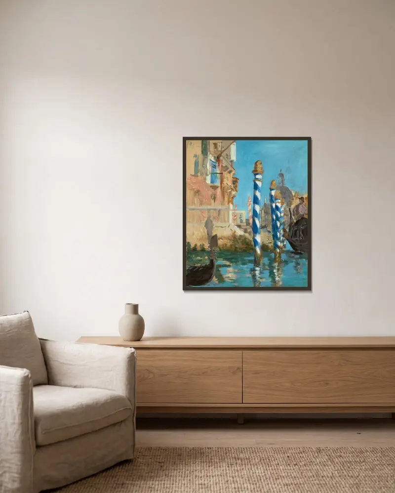Canal Grande i Venedig av Édouard Manet inramad på en vägg