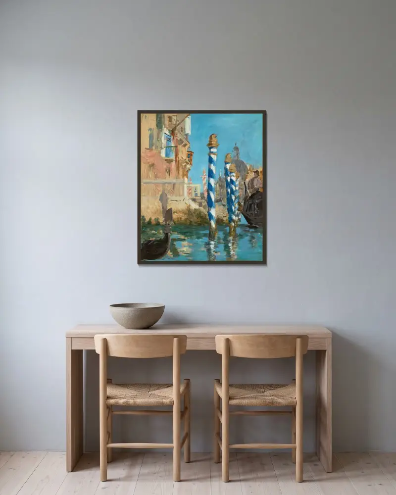 Canal Grande i Venedig av Édouard Manet inramad på en vägg