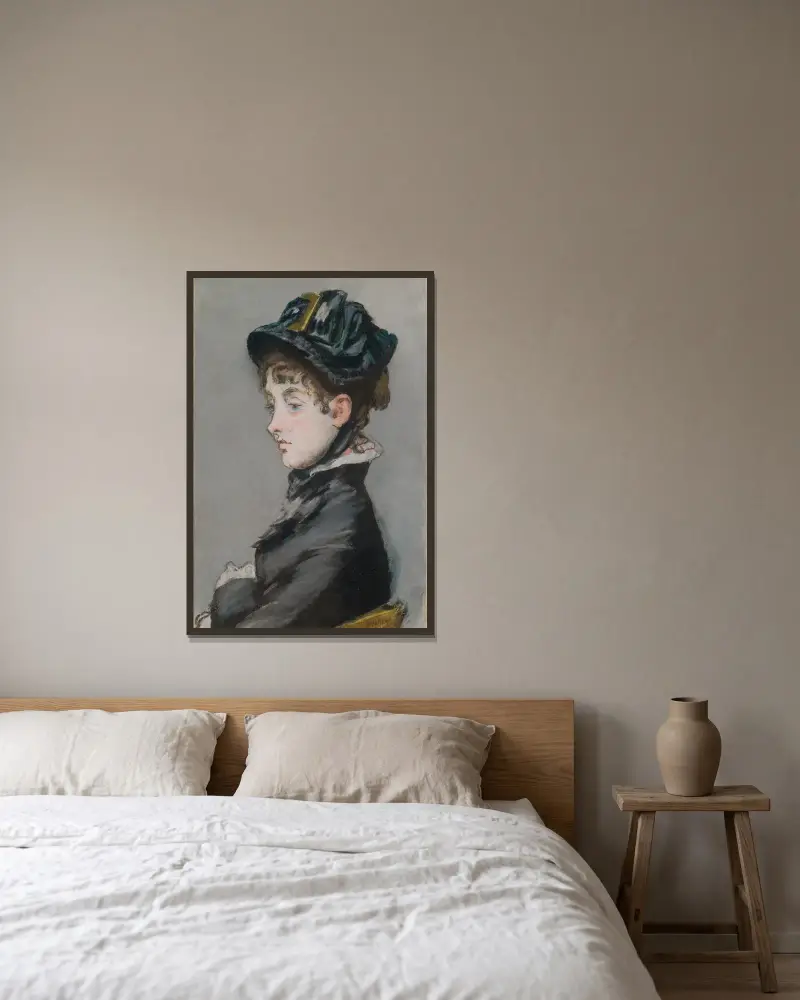 Madame Guillemet av Édouard Manet inramad på en vägg