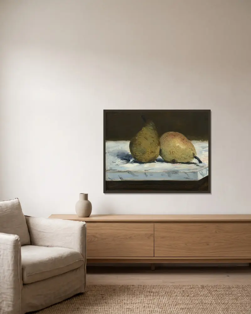 Birnen von Édouard Manet gerahmt an einer Wand