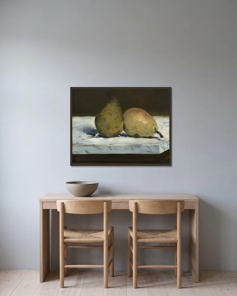 Birnen von Édouard Manet gerahmt an einer Wand