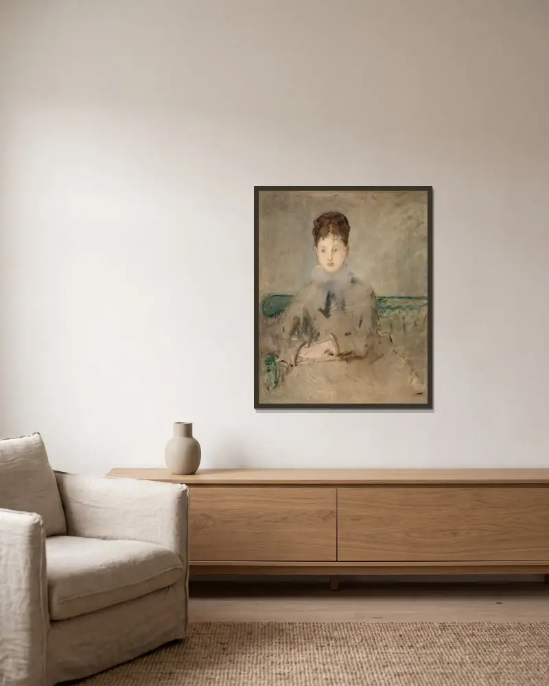 Bildnis der Madame Jules Guillemet von Édouard Manet gerahmt an einer Wand