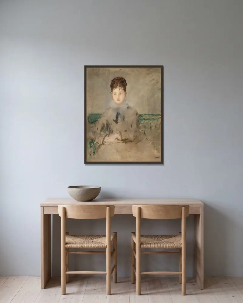 Bildnis der Madame Jules Guillemet von Édouard Manet gerahmt an einer Wand