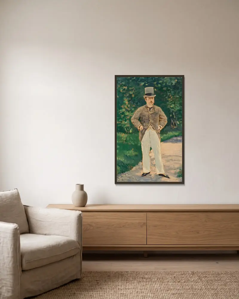 Porträtt av Monsieur Brun av Édouard Manet inramad på en vägg