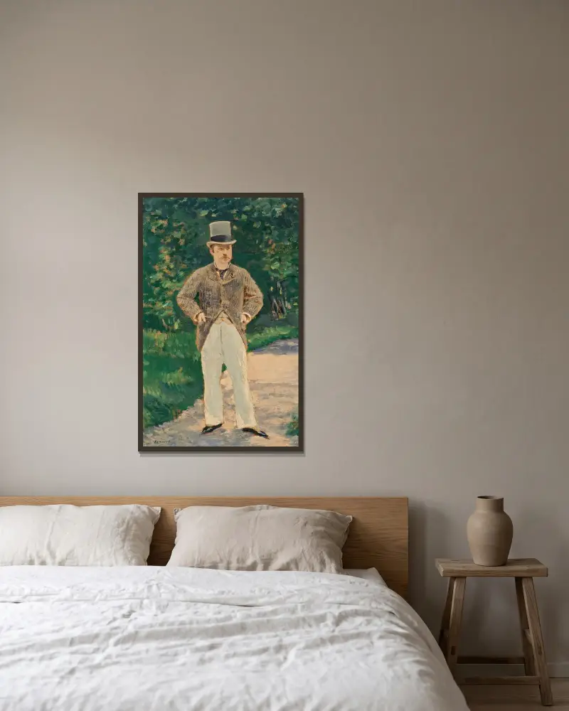 Porträtt av Monsieur Brun av Édouard Manet inramad på en vägg