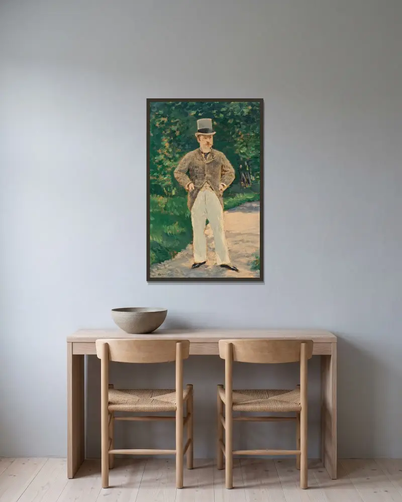 Porträtt av Monsieur Brun av Édouard Manet inramad på en vägg