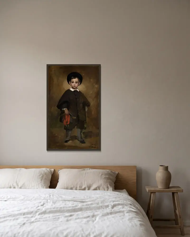 Porträtt av ett barn av Édouard Manet inramad på en vägg