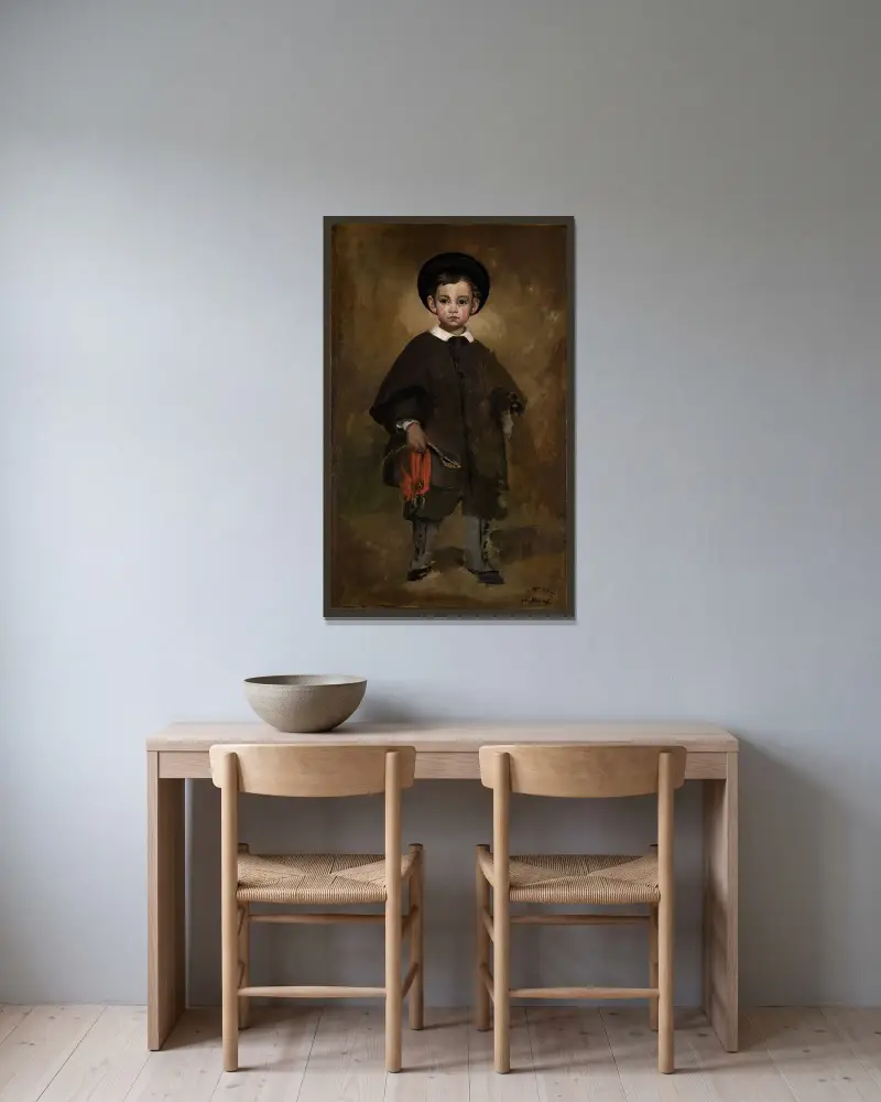Porträtt av ett barn av Édouard Manet inramad på en vägg