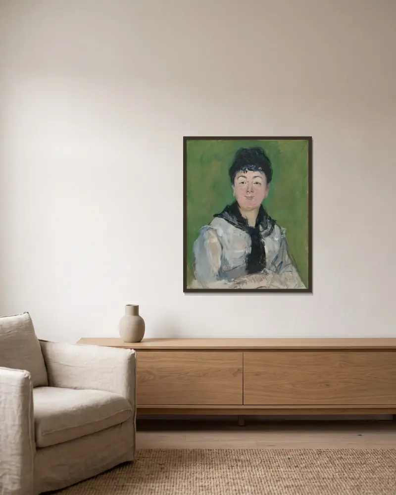 Portret kobiety w czarnym fichu, Édouard Manet w ramie na ścianie