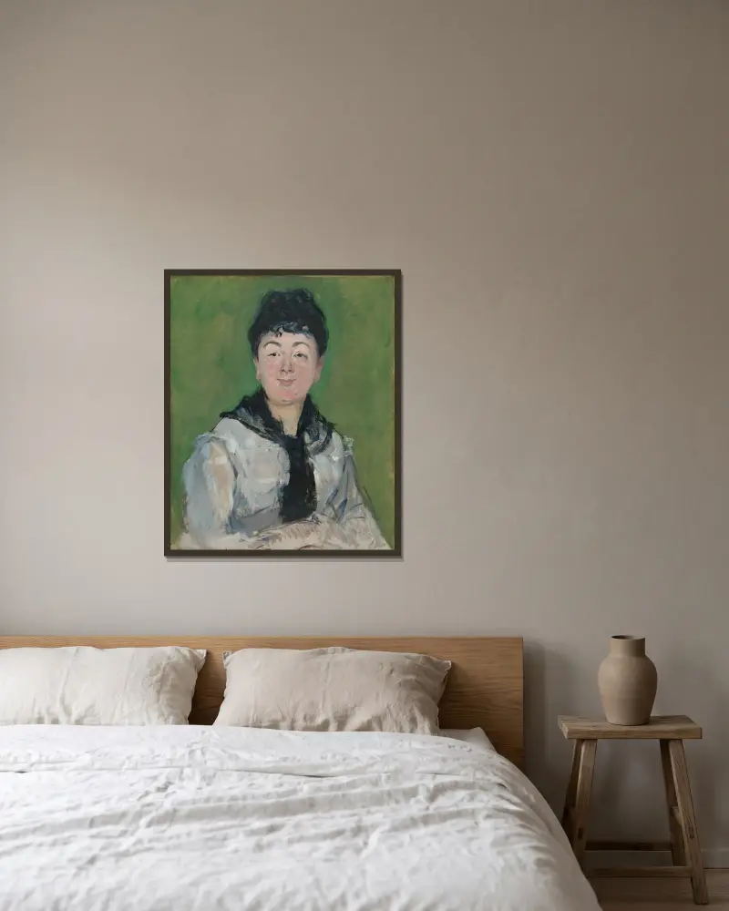 Portret kobiety w czarnym fichu, Édouard Manet w ramie na ścianie