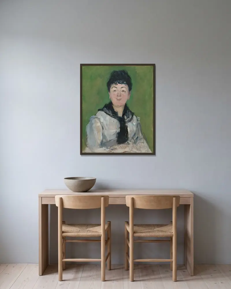 Portret kobiety w czarnym fichu, Édouard Manet w ramie na ścianie