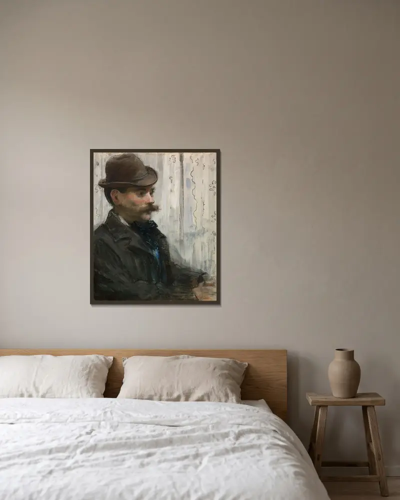 Porträtt av Alphonse Maureau av Édouard Manet inramad på en vägg