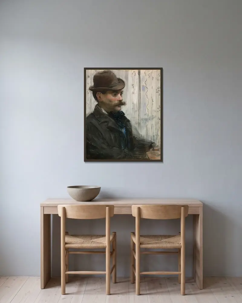 Porträtt av Alphonse Maureau av Édouard Manet inramad på en vägg