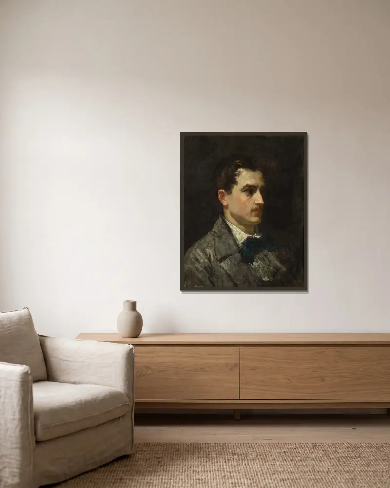 Porträtt av Antonio Proust av Édouard Manet inramad på en vägg