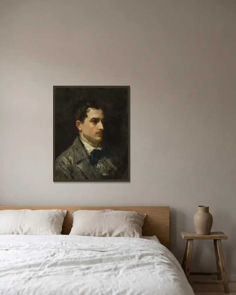 Porträtt av Antonio Proust av Édouard Manet inramad på en vägg