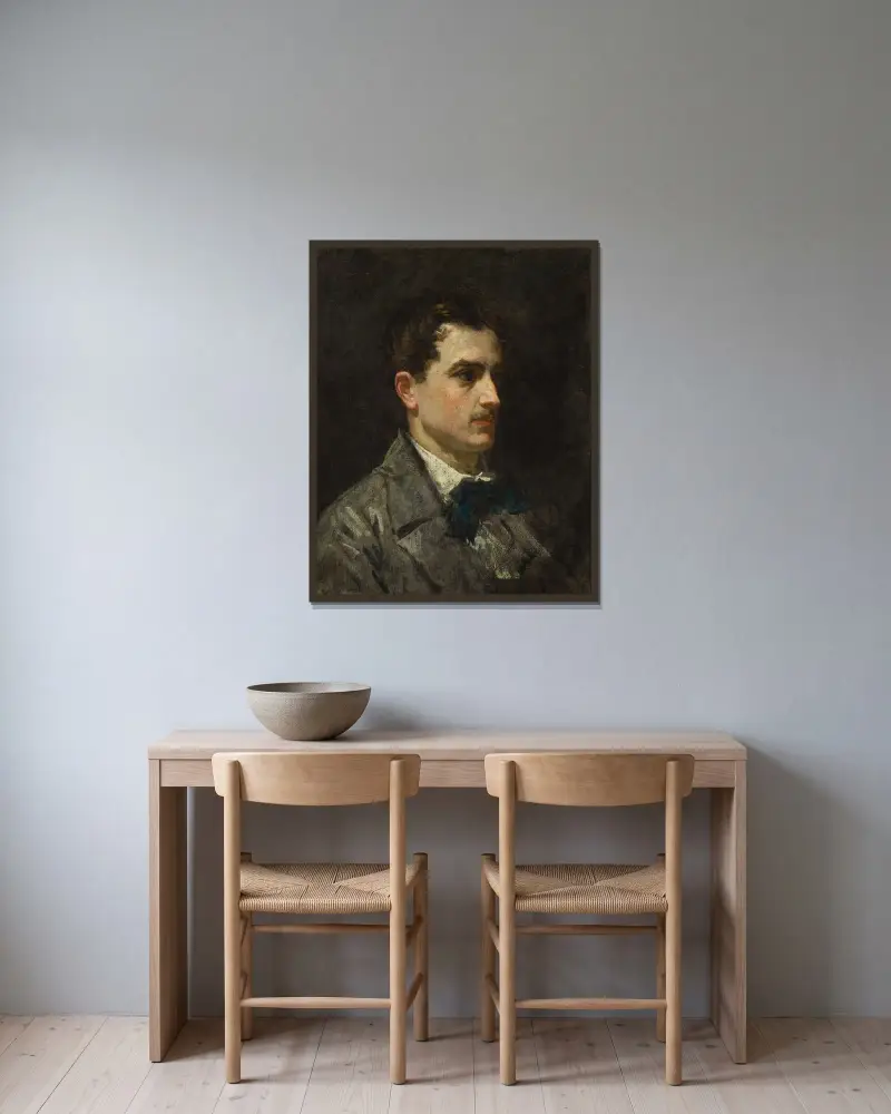 Porträtt av Antonio Proust av Édouard Manet inramad på en vägg