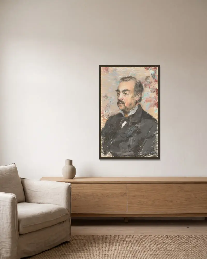Porträt von Julien de la Rochenoire von Édouard Manet gerahmt an einer Wand