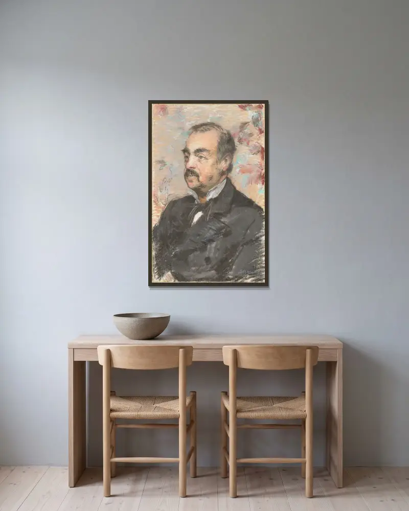 Porträt von Julien de la Rochenoire von Édouard Manet gerahmt an einer Wand