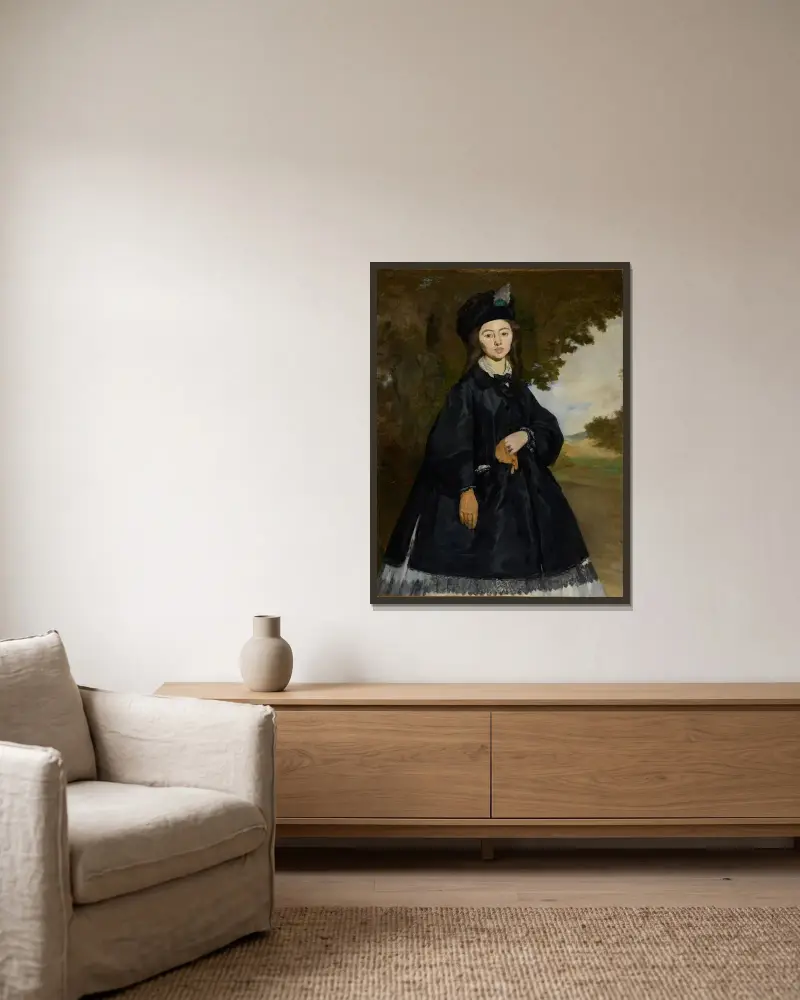 Porträtt av Madame Brunet av Édouard Manet inramad på en vägg