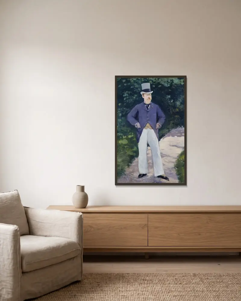 Porträtt av monsieur Brun av Édouard Manet inramad på en vägg