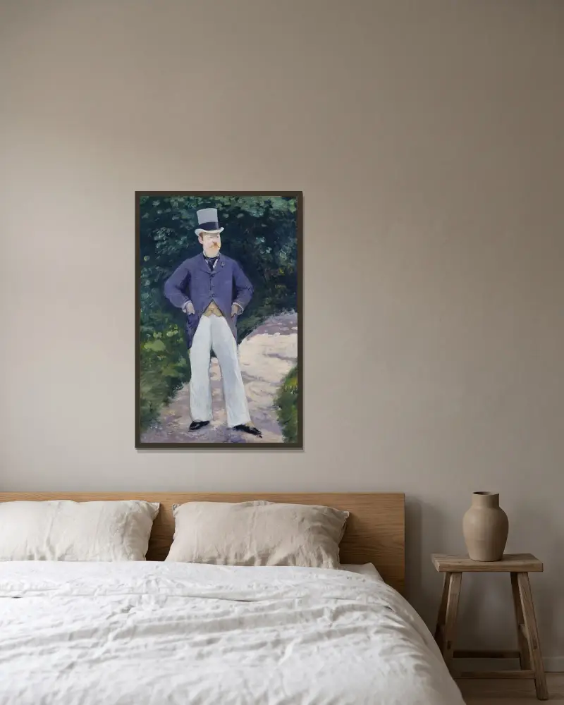 Porträtt av monsieur Brun av Édouard Manet inramad på en vägg