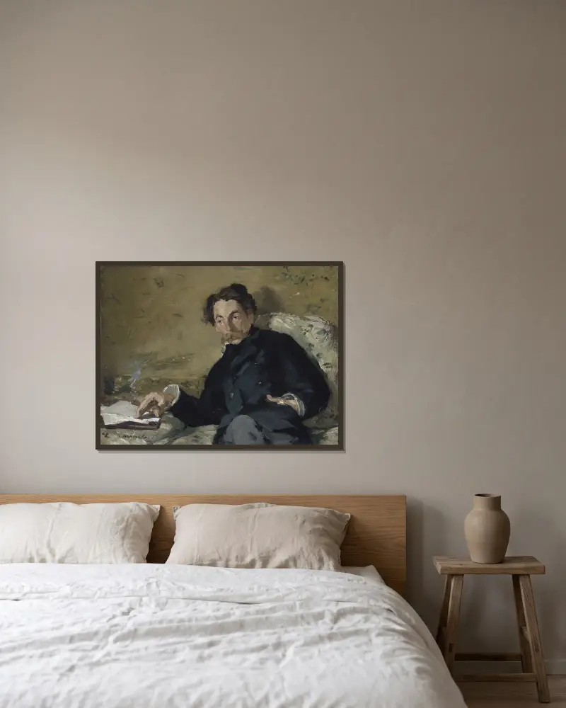 Stéphane Mallarmé av Édouard Manet inramad på en vägg