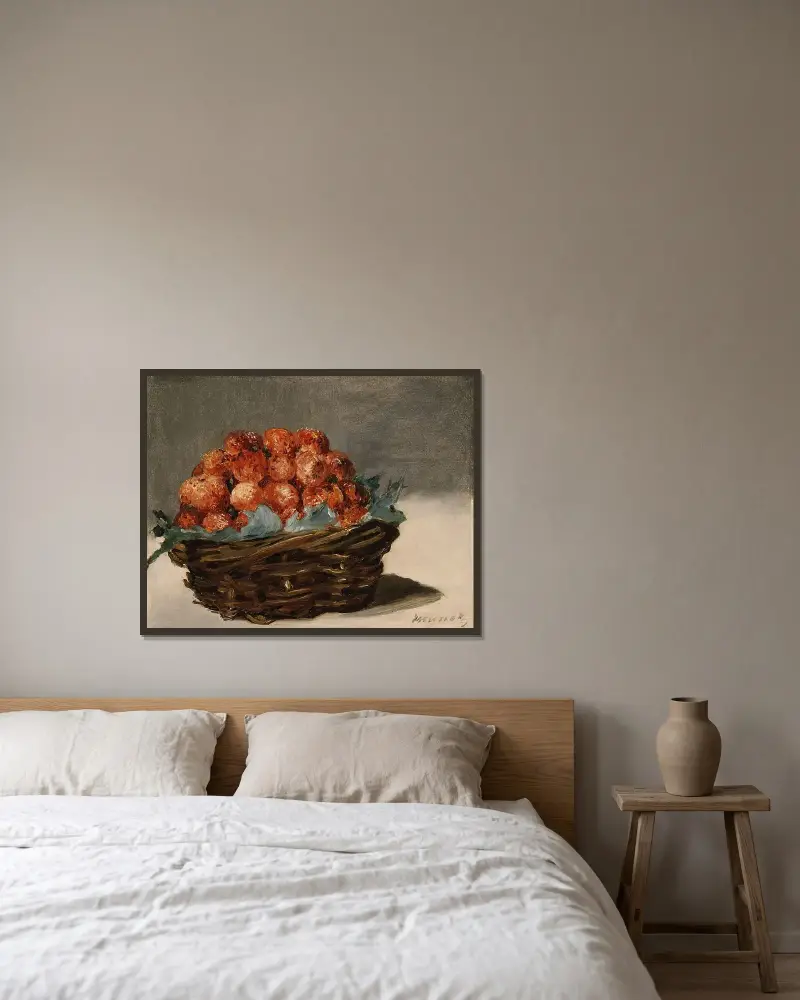 Strawberries av Édouard Manet inramad på en vägg