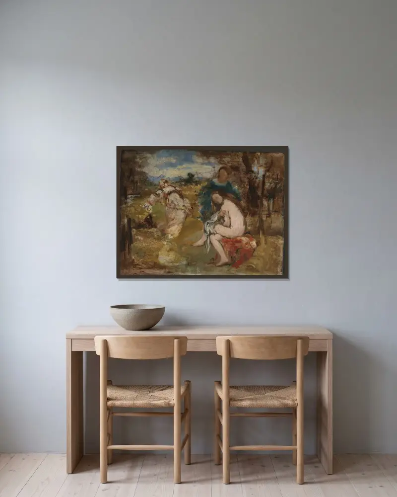 Překvapená nymfa, Édouard Manet v rámu na stěně