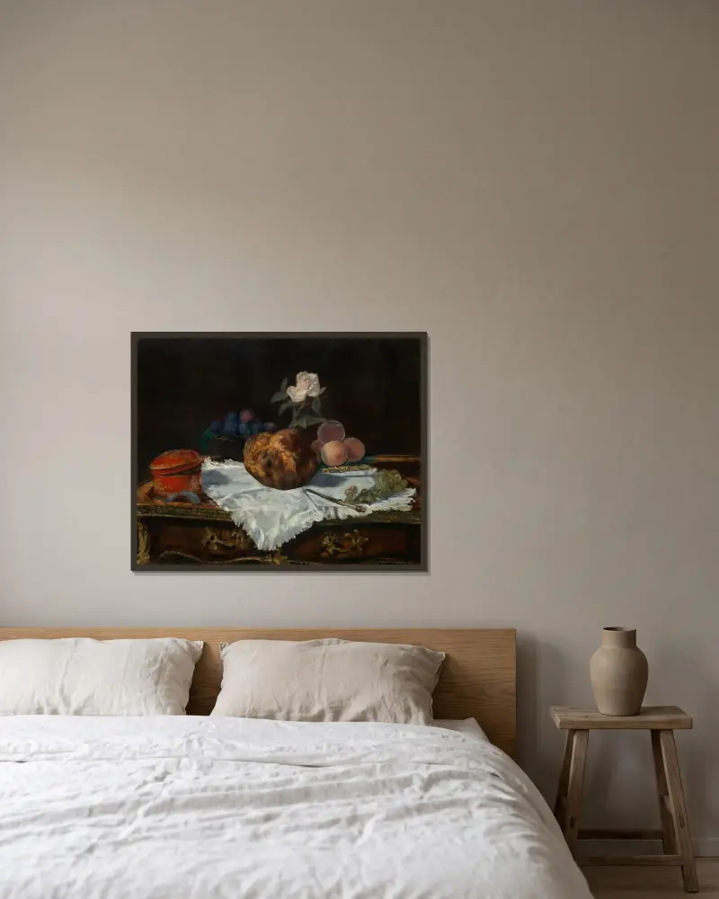The Brioche av Édouard Manet inramad på en vägg